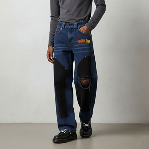 Fashionable Vintage Winter Casual Midweight Breathable Custom <b>Embroidered</b> Logo Denim <b>Jeans</b> High Quality Stonewashed Hip Hop - Product Image 6