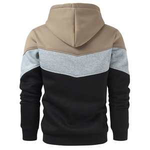 Winter hoodie casual patchwork hood pullover sweatshirts custom logo color <b>block</b> long sleeve men's hoodies OEM Service Custom - Product Image 5