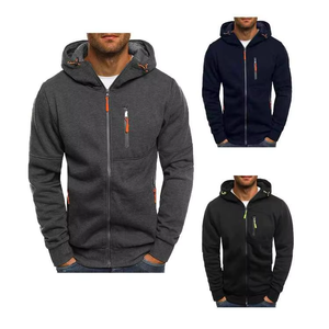 Men Full <b>Zip</b> <b>Hooded</b> Sweatshirt Custom Cotton Fleece Hoodie Contrast Zipper Casual Outdoor Jacket OEM ODM Wholesale Men Full <b>Zip</b> - Product Image 4