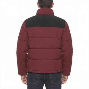 Chaqueta acolchada con capucha para hombre, color burdeos, cuello alto, cortavientos, informal, para invierno, con relleno de poliéster, cierre completo, corte regular, frontal con cremallera - Product Image 5