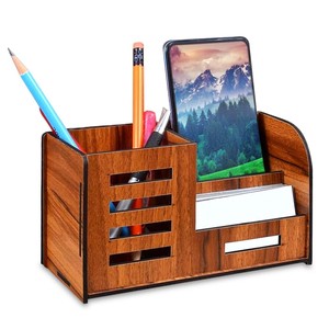 Organisateur de bureau en placage de noyer MDF en gros |   Meuble de rangement de bureau en bois - Product Image 6