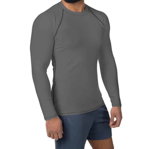 <b>Mens</b> Red Full Sleeve Rash Guard Quick Dry Spandex Polyester <b>Swim</b> <b>Shirt</b> Athletic Sports Training Workout Fitness Surfing Cycling - Product Image 4