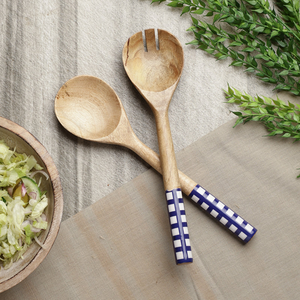 Ensemble de cuillères en bois de style nordique avec manche en écorce de bouleau, couleur personnalisée, pour servir des salades et du riz - Product Image 6