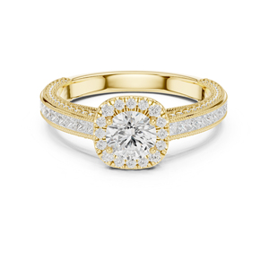 Bague de fiançailles en or blanc 14 carats avec diamant rond cultivé en laboratoire pour femmes |   Nouveau diamant cultivé - Product Image 3