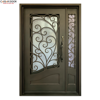 Portes doubles d'entrée en fer forgé et verre, style artisanal, très demandées, étanches, finies, garantie 3 ans