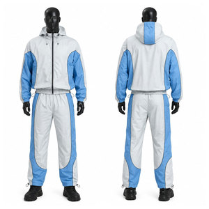 2027 Regular Fit Lightweight Eco-Friendly Winter Streetwear Solid Windbreaker Tracksuit Custom Logo Two Piece Jacket <b>Trouser</b> Set - Product Image 1