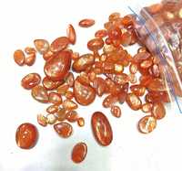 Lot de cabochons en pierre de soleil naturelle polie, tailles variées, certifiés par un tiers, faits à la main, FF Jewellers, Orange Play Fire, États-Unis