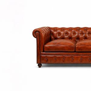 Sofá Chesterfield de Cuero Genuino Premium, Tapizado con Botones, 3 Plazas, Sofá Cuadrado de Lujo para Villa - Product Image 3