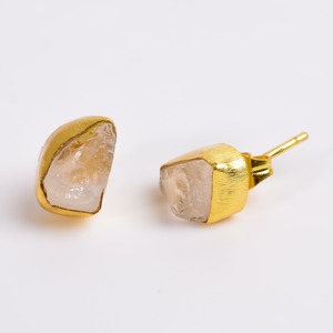 18K Gold Plated <b>Stud</b> <b>Earrings</b> with Raw Ruby Bezel Setting Classic Women's Fashion Jewelry wholesaler daily wear - Product Image 5