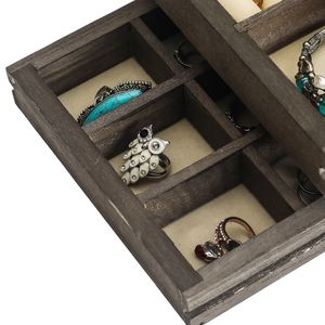 Vassoio Portagioie a Tre Livelli con Finitura Noce, Facile Organizzazione e Accesso, Struttura in Metallo con Maniglia - Product Image 6