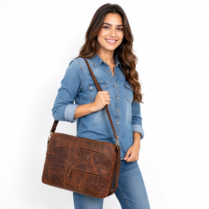 Nuevo bolso de hombro de mensajero de cuero Crunch de lujo de alta calidad multiusos gran oferta bolso para ordenador portátil bolsos de oficina Unisex de cuero - Product Image 6