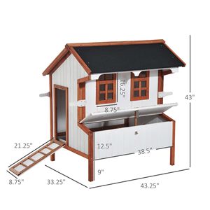 Pollaio portatile in legno bianco da 47 pollici maneggia la scatola di nidificazione del cortile della gabbia di pollame per polli conigli - Product Image 3