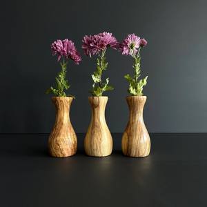 Vase de sol artisanal en bois d'olivier avec bambou, décoration écologique pour mariage et maison - Product Image 2