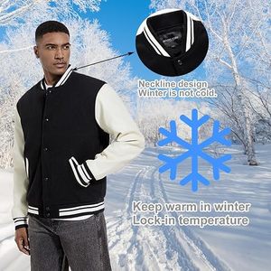 Veste universitaire pour homme en molleton vert et blanc, coupe classique, col rabattu, fermeture boutonnée, motif uni, polyester, pour l'automne - Product Image 6