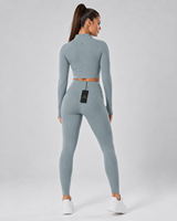 Nouvel ensemble de sport 2 pièces pour yoga et entraînement, respirant, réversible, séchage rapide, soutien-gorge de sport et leggings taille haute élastiques à l'avant