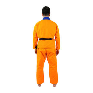 Premium Orange Karate Uniform With Contrasting Blue Collar And <b>Black</b> <b>Belt</b> For Martial Arts Training And Professional Practice - Product Image 3