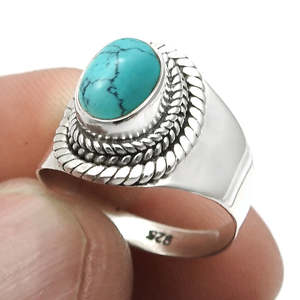 Natural <b>Turquoise</b> Gemstone <b>Ring</b> Crafted From 925 Sterling Silver Wedding Cocktail <b>Ring</b> Wholesale Factory Price Bohemian Jewelry - Product Image 2