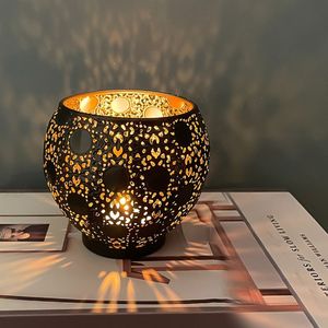 Golden Round Votive <b>Tea</b> <b>Light</b> <b>Holder</b> with Circular Design for Home Decor Christmas Decor Other Occasion Metal Stand - Product Image 5