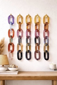 ILAHI's Modern Art Deco Acrylic Curve Vertical Pattern Chain Wall Accents Handmade Hanging <b>Ornamental</b> Architecture - Product Image 4
