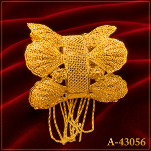 Brazaletes Anchos de Novia con Grabado Floral y Baño de Oro de Lujo para Mujer A-43056 - Product Image 1