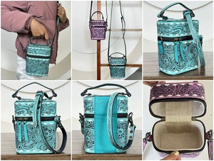 Estuche de Cosméticos de Cuero Repujado Floral de Primera Calidad 2025, Bolso de Almacenamiento de Maquillaje Cruzado para Mujer, Organizador de Belleza de Lujo - Product Image 3