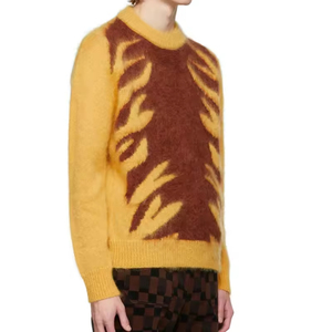 High Quality Breathable Anti-shrink Quick Dry Men Oversized Acrylic Wool Knit Pullover Sweater Digital Printed Letter Pattern - Product Image 2