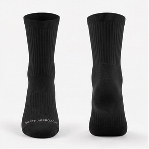 North Approach Crew <b>Socks</b> Black Breathable Running <b>Socks</b> for Adults Summer Season - Product Image 1
