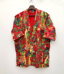 Nouveauté Veste courte imprimée farida kahlo rouge Veste Kantha Veste matelassée faite à la main Robe Kantha Manteau Kantha pour femmes - Product Image 5