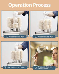 Polisseuse de verre à vin électrique CE Polisseuse de verre commerciale en acier inoxydable avec 5 8 rondelles de tissu de polissage - Product Image 4