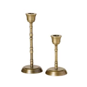 Lot de 2 bougeoirs vintage en laiton massif, style moderne, dorés, pour décoration intérieure et centres de table de mariage - Product Image 3