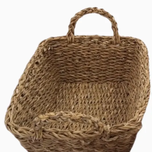 Handwoven <b>Rectangular</b> Conical Seagrass <b>Basket</b> Dual Integrated Woven Handles Eco-Friendly Multifunctional Natural <b>Basket</b> - Product Image 4