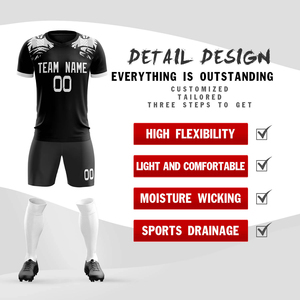 Nouvelle Arrivée 2026 – Ensemble Complet Maillot de Foot Personnalisé Noir et Blanc – Tenue de Football Élégante et Abordable pour la Vente en Gros - Product Image 4