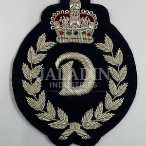 High Quality Custom Design Fashion Canvas Fabric 3D Handmade Solid Color Embroidery Badge Bullion Wire Crown Embroidered Patch - Product Image 3
