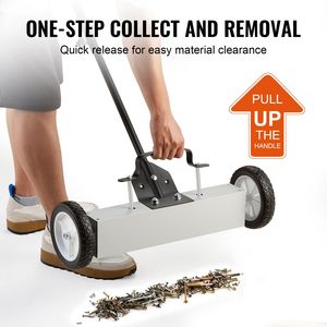 18 Inch Large Magnet Pickup Lawn Sweeper Magne 45Lbs Rolling Magnetic Sweeper Wheels Push Type Magnetic <b>Pick</b>-<b>Up</b> <b>Tool</b> - Product Image 4