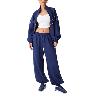 Nueva Llegada, Conjunto Cortavientos Impermeable Casual de Otoño para Mujer, Unisex, con Líneas de Color Azul Oscuro, Ropa Deportiva, Personalizado con Impresión - Product Image 1