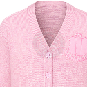 Sorority Fraternity Pink Acrylic Knitted <b>Cardigan</b> <b>Men's</b> Women's Winter Full Sleeve Button Closure Greek Letter Embroidery Front - Product Image 3