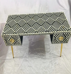 Console de salon en marbre noir et blanc avec incrustations osseuses et poignées circulaires en laiton, disponible à prix de gros - Product Image 4