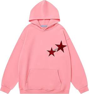 Sudadera con Capucha Oversize Bordada 100% Algodón con Gráficos Estilo Estético Años 90, Cuello Redondo, Manga Larga, Cortavientos y Ecológica - Product Image 4