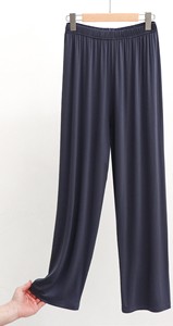 <b>Women's</b> Satin <b>Wide</b> <b>Leg</b> Pants Solid Color Elastic Waist Loose Fit Full Length Casual Summer Pants in Pink Navy <b>White</b> Black - Product Image 2