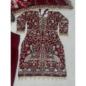 Conjunto de Fiesta para Mujer de Diseñador, Top Elegante, Dhoti, Salwar, Dupatta - Product Image 3