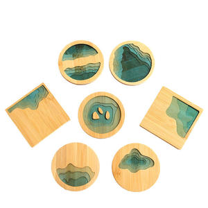 Handmade Bamboo Wooden Coasters Sustainable Natural Bamboo Coaster with Elegant Resin River Coaster - Product Image 6