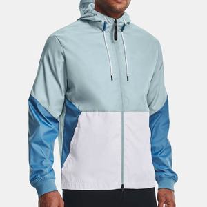 Wholesale Custom Men's Lightweight Hooded Windbreaker Jacket Color Block Outdoor Sportswear Breathable Water Resistant <b>Coat</b> - Product Image 1