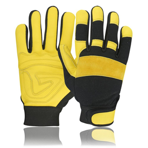 Gants de mécanicien en cuir robustes, résistants aux coupures, antichocs, pour la construction, réduisent les vibrations des perceuses - Product Image 1
