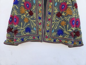 SHREE RADHA GOVIND EXPORTS Women's Warm Spring/Autumn/Winter Breathable Printed Velvet Suzani Embroidery Floral Front <b>Button</b> - Product Image 5