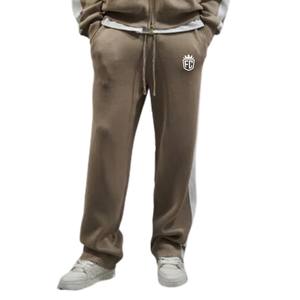Pantalon de jogging tricoté beige à rayures latérales unisexe, en maille douce, taille élastique, décontracté, streetwear, idéal pour la détente et l'hiver - Product Image 6