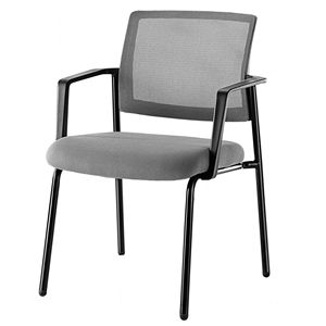 Sedia da Ufficio Ergonomica Impilabile con Schienale in Rete e Braccioli, Grigia - Product Image 1