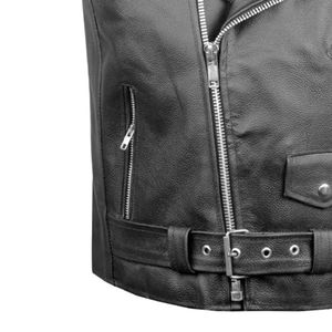 Gilet en cuir véritable pour homme de qualité supérieure, chaud et imperméable pour l'automne et l'hiver, avec design sans manches et poches décoratives - Product Image 3
