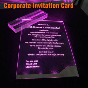 Tarjeta de Invitación Corporativa Personalizada con Luz LED Recargable, Invitación VIP de Acrílico para Negocios con Logotipo, Fábrica OEM - Product Image 1