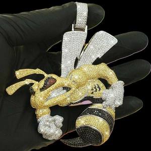 Custom Honey <b>Bee</b> Moissanite Charm Pendant Rhodium Plated Round Brilliant Cut Cartoon Themed Hiphop Luxury Jewelry <b>Gift</b> - Product Image 2
