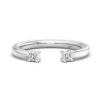 Bague ouverte de luxe en or rose avec diamant de laboratoire taille princesse, minimaliste, réglable, certifiée IGI, pour anniversaire